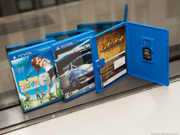 Vita game boxes and cards. 